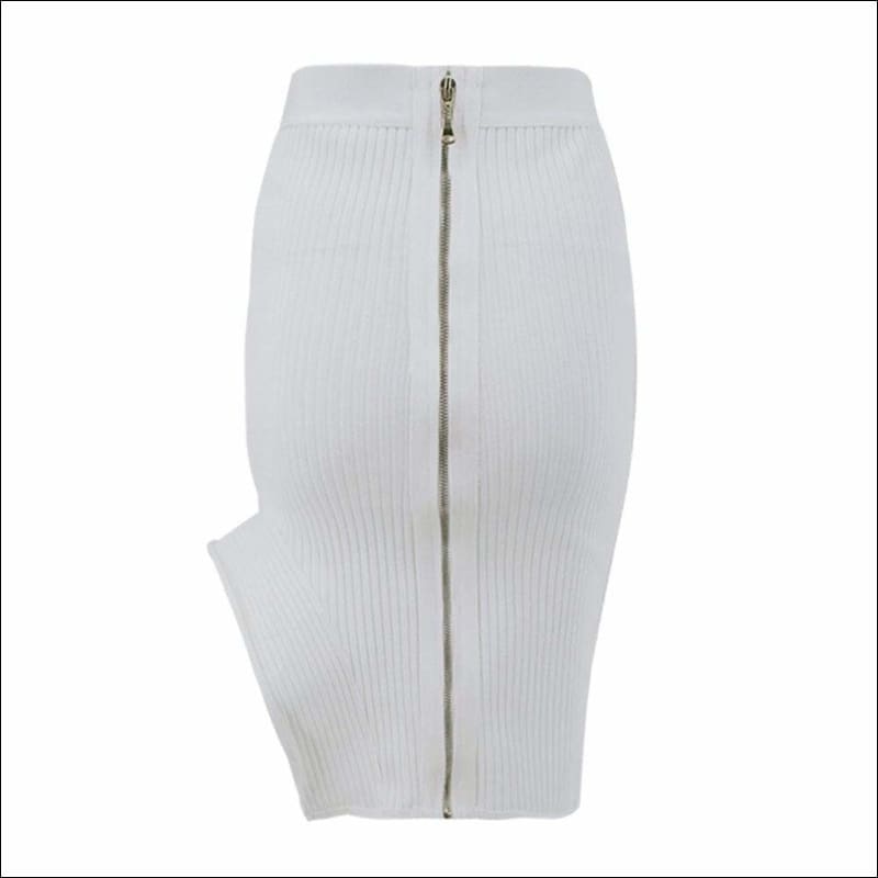 Winnal White Knee-length Bandage Pencil Skirt | bodycon skirts