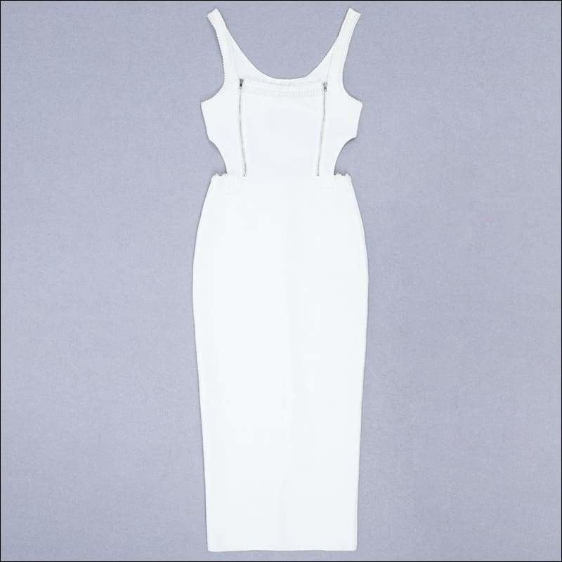 Winnal White Sleeveless Bodycone Backless Long Bandage Skirt Evening Dress