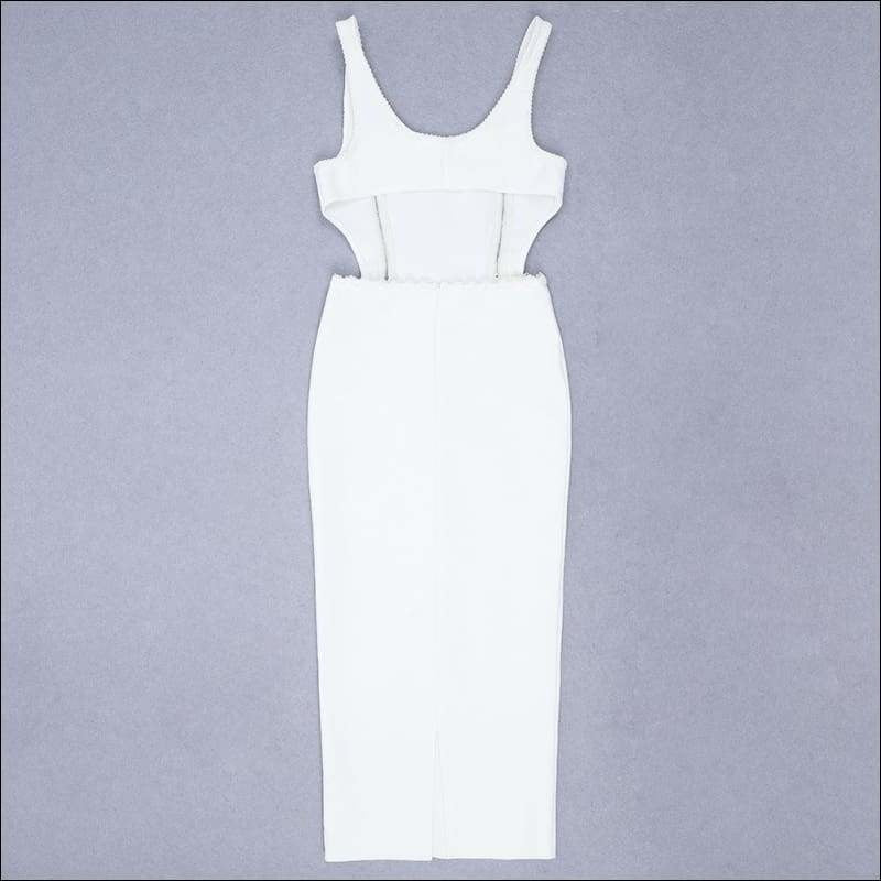 Winnal White Sleeveless Bodycone Backless Long Bandage Skirt Evening Dress