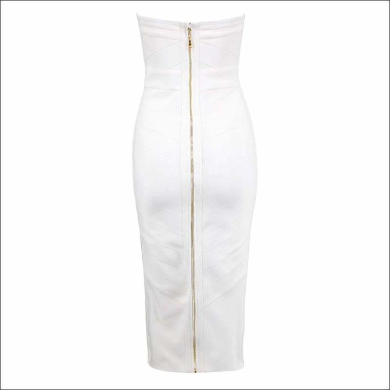 Winnal White Strapless Stretch Crepe Mini Dress