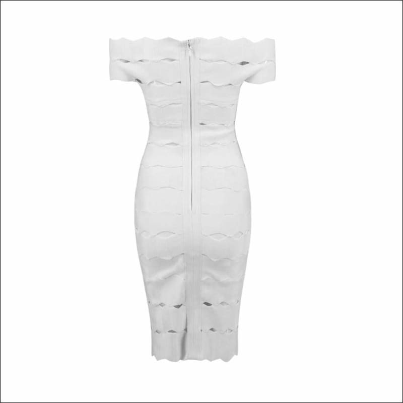 Winnal Women’s Bandage bardot Crop Off Shoulder Wave Cut Out Sleeveless Bodycon Dress