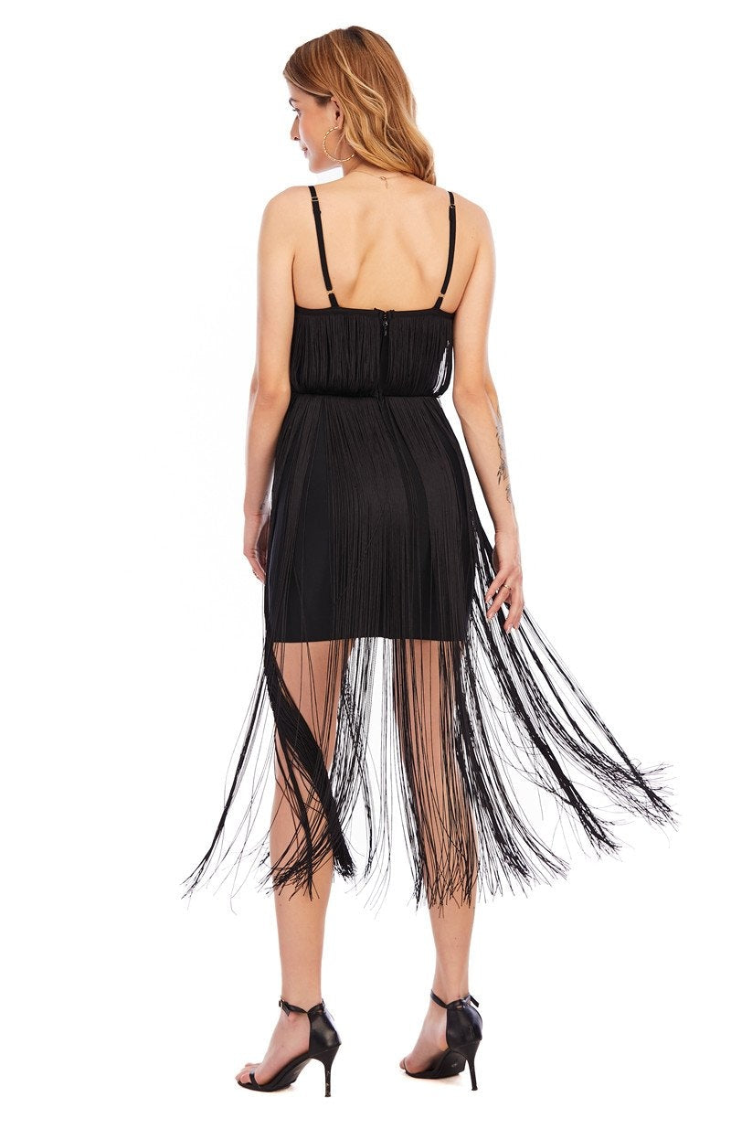 Winnal Women’s Celebrity Sexy Bandage Dress Slim Tassel Design Mid-Length Skirt For Women