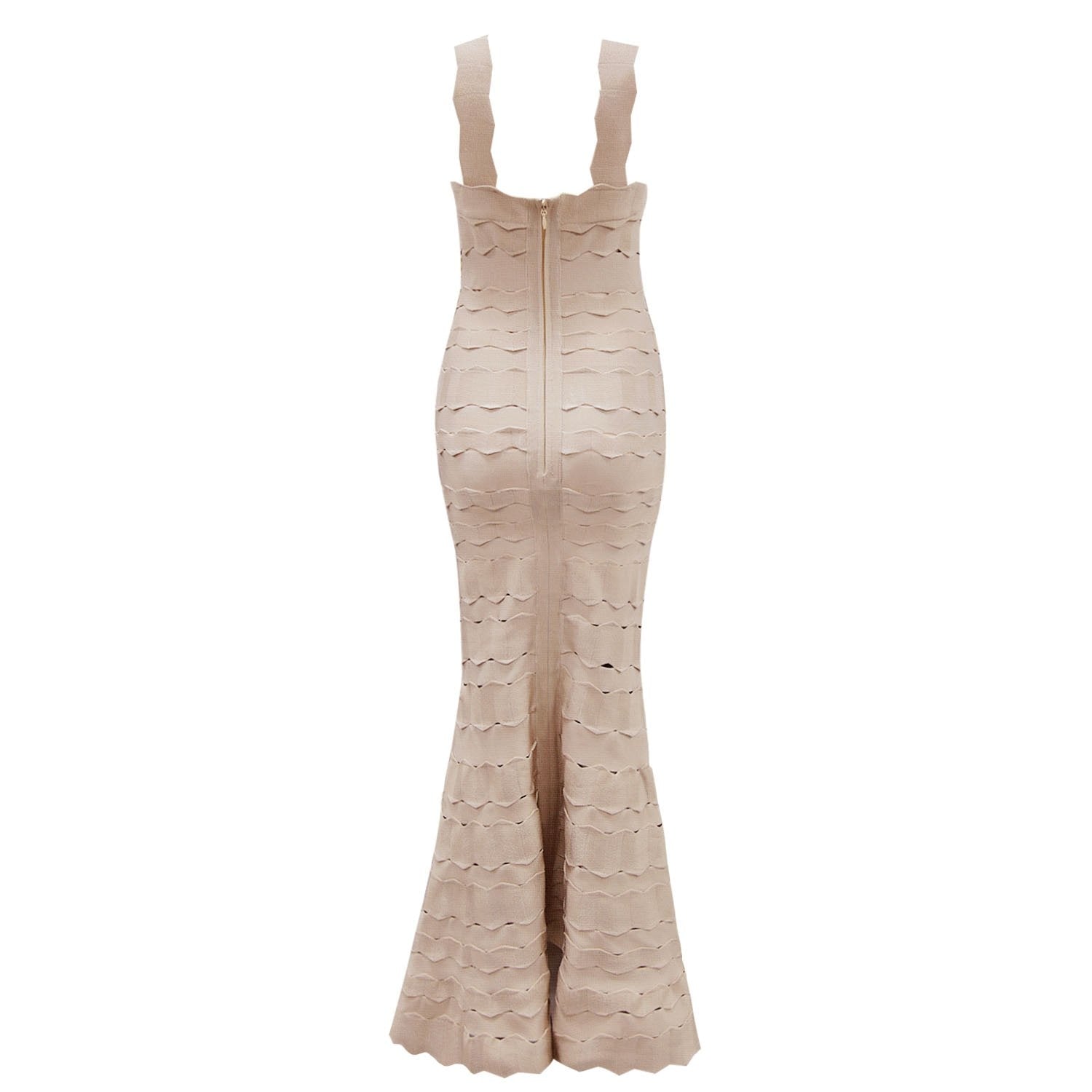 Winnal Womens Nude Plain Halter Neck Backless Maxi Gown Bodycon Fishtail Dress