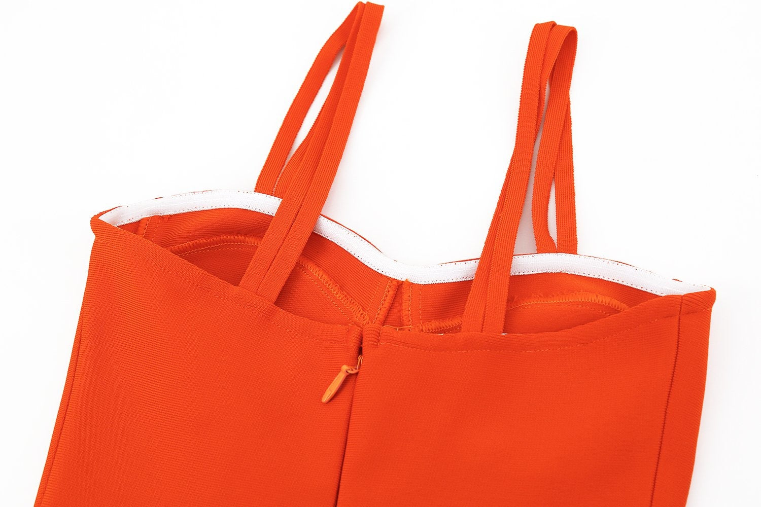 Winnal Womens Orange Ruffles Strappy V Neck Side Split Bodycon Bandage Dress Clubwear