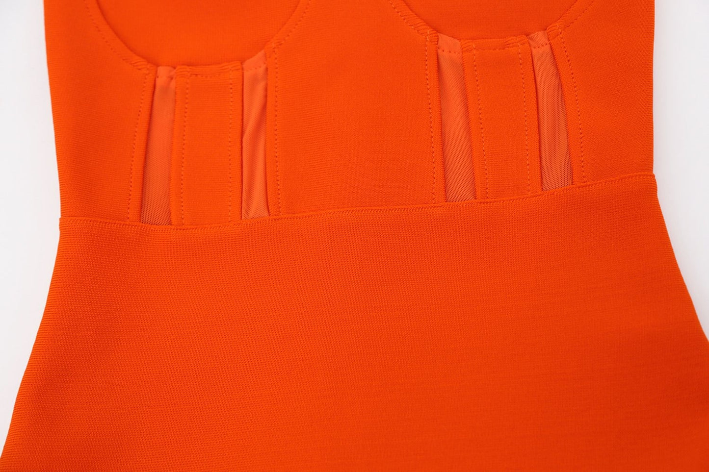Winnal Womens Orange Ruffles Strappy V Neck Side Split Bodycon Bandage Dress Clubwear