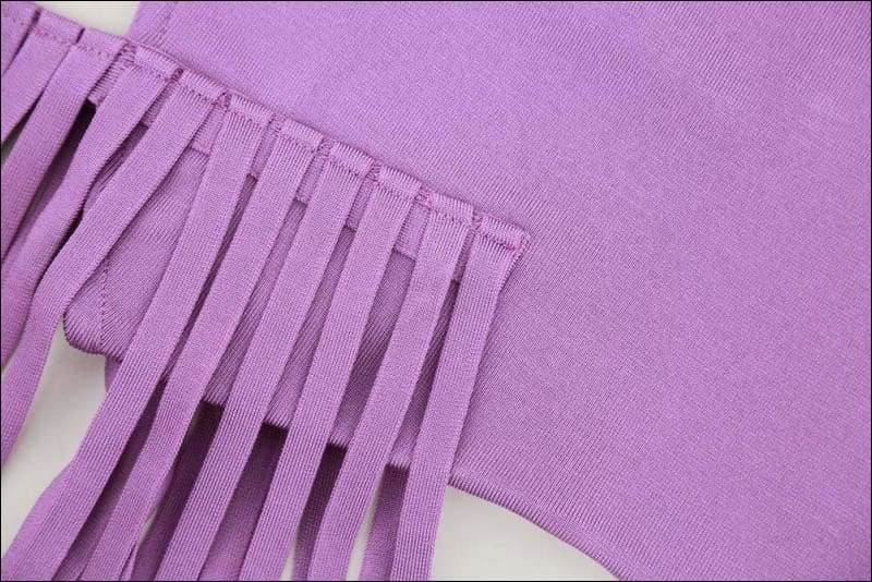 Winnal Women’s Sexy Fringe Half Sleeve Lavender Bodycon Bandage Dress