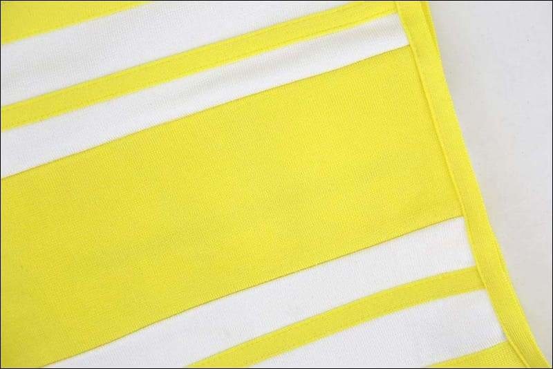 Winnal Women’s Strapless Bustier White and Yellow Bandage Dress