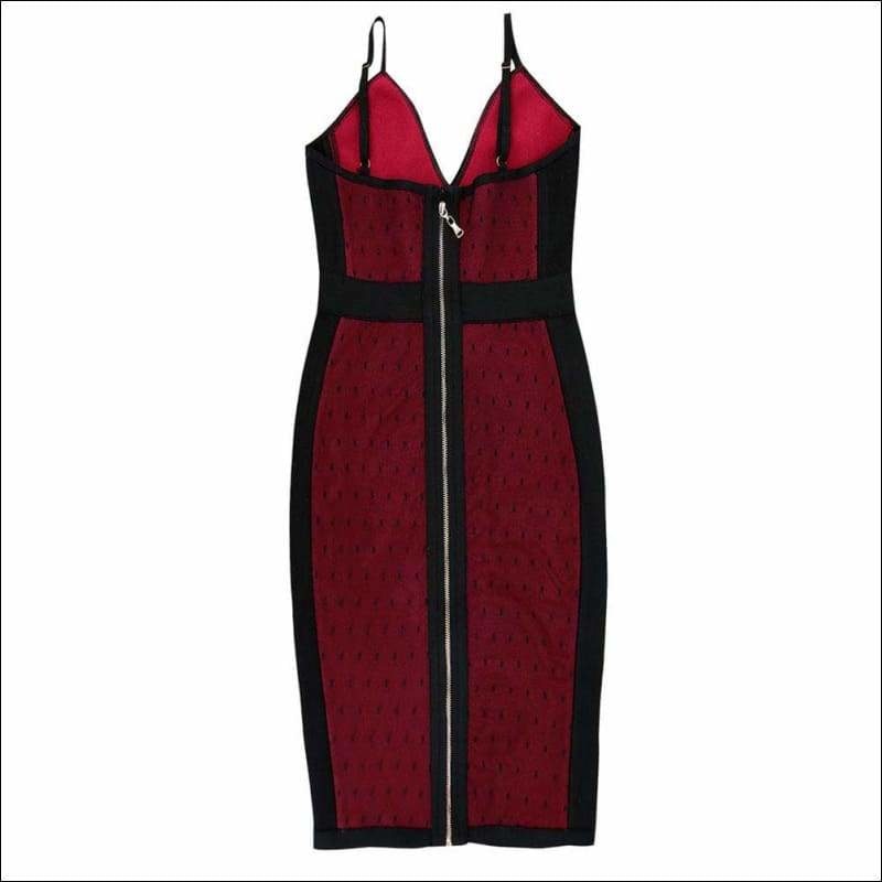 Winnal Women’s Wine Red Floral Emboridery Lace Midi Bandage Dress