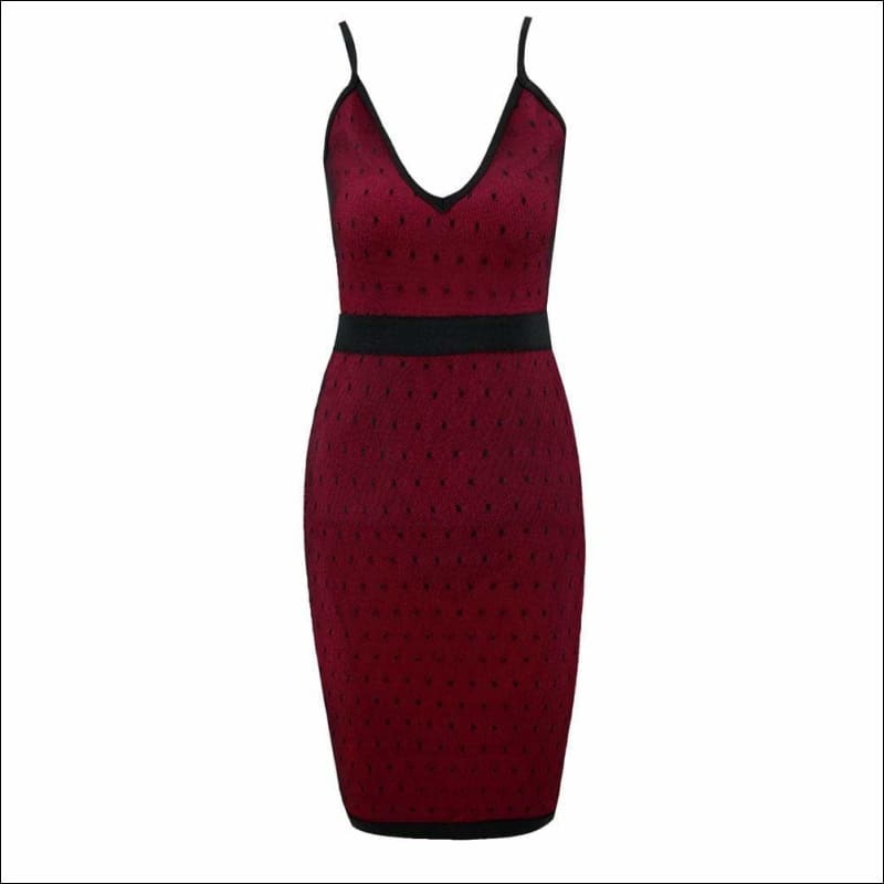 Winnal Women’s Wine Red Floral Emboridery Lace Midi Bandage Dress