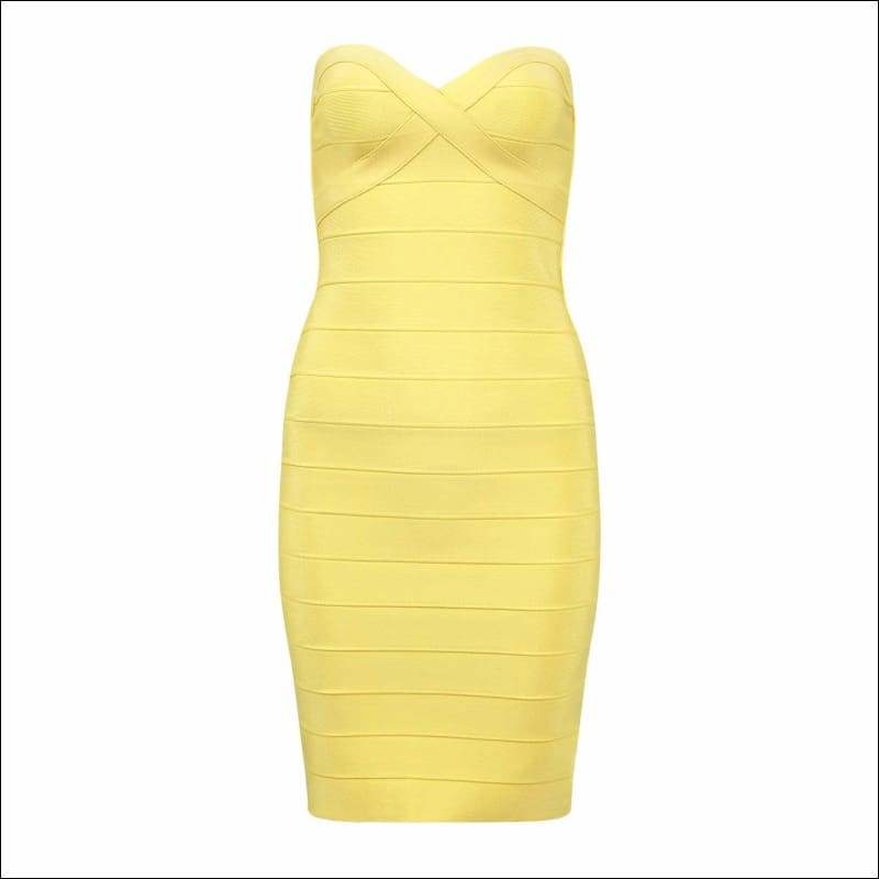 Winnal Yellow Bandage Panel Bodycon Dress