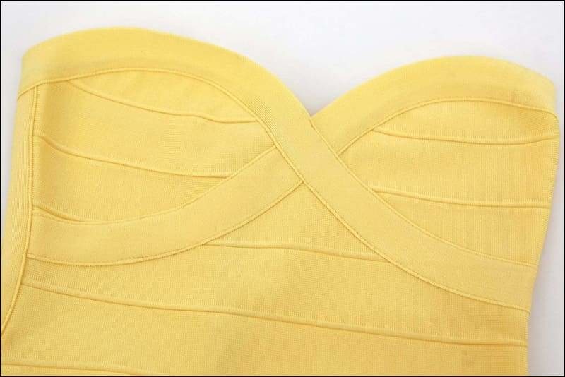 Winnal Yellow Bandage Panel Bodycon Dress