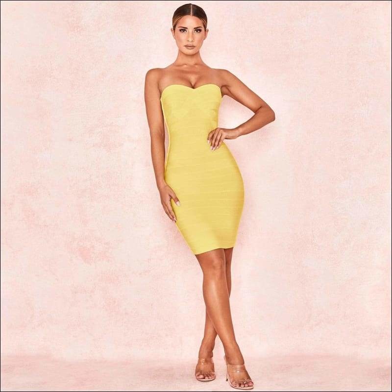 Winnal Yellow Bandage Panel Bodycon Dress