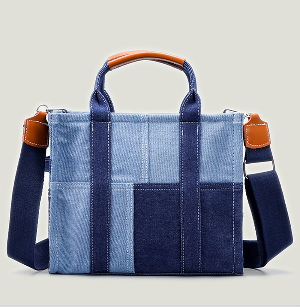 Women’s Denim Patchwork Tote Bag Blue
