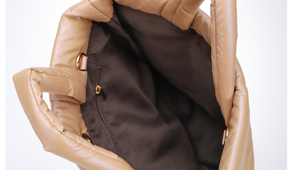 Womens Designer Puffer Quilted Padded Nylon Hobo Shoulder Bag