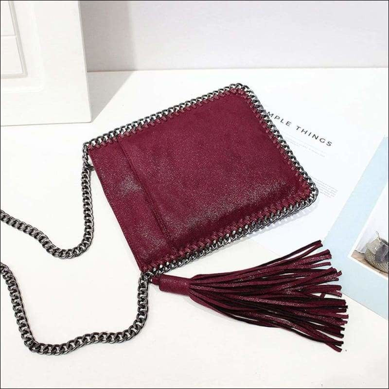 Womens Fashion Small Tassle Shoulder Cross Body Clutches Pouches