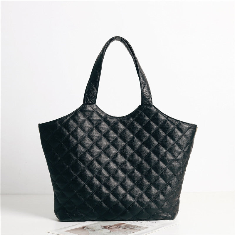 Womens Large Quilted Leather Tote Bag