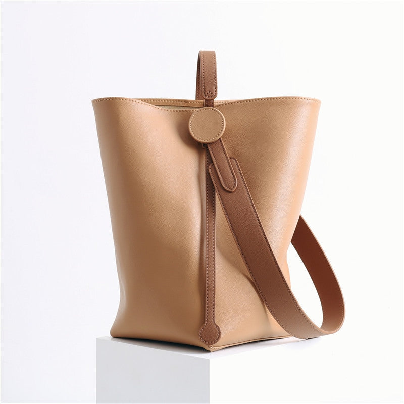 Womens Leather Large Bucket Tote Shopper Bag
