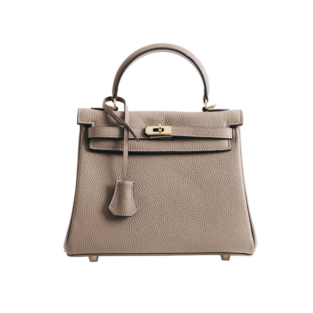 Womens Leather Padlock Handbag -Gold Hardware