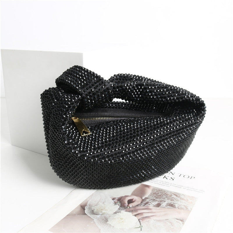 Womens Mini Crystal Stain Knotted Hobo Bags