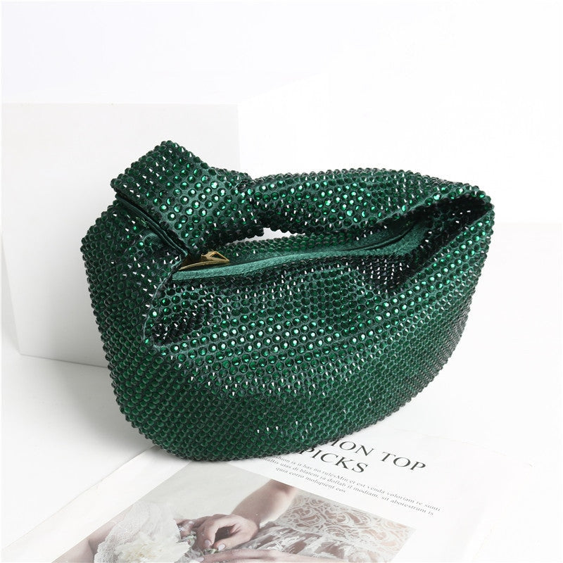 Womens Mini Crystal Stain Knotted Hobo Bags