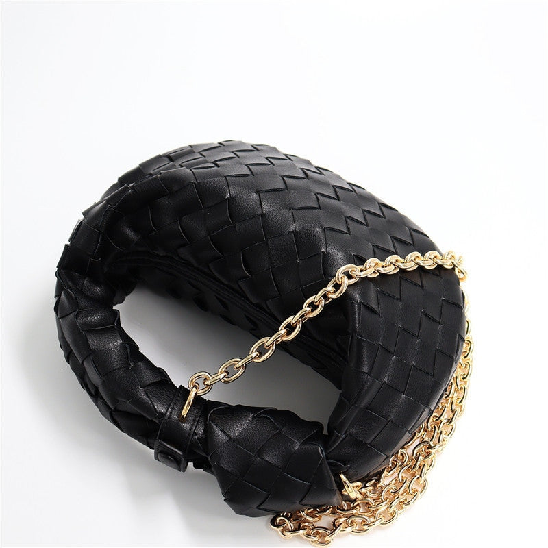 Womens Mini Woven Leather Knot Bags
