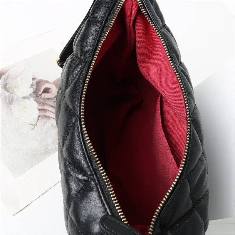 Womens Quilted Leather Bucket Hobo Backpack Multi- Use Bag