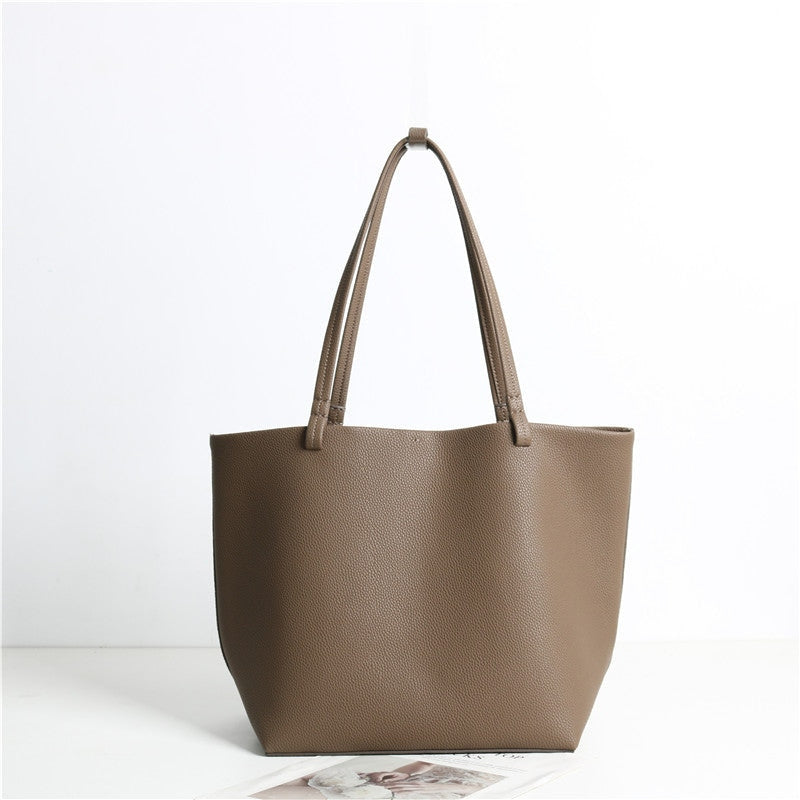 Womens Shopper Large Textured-Leather Tote With Small Pouches